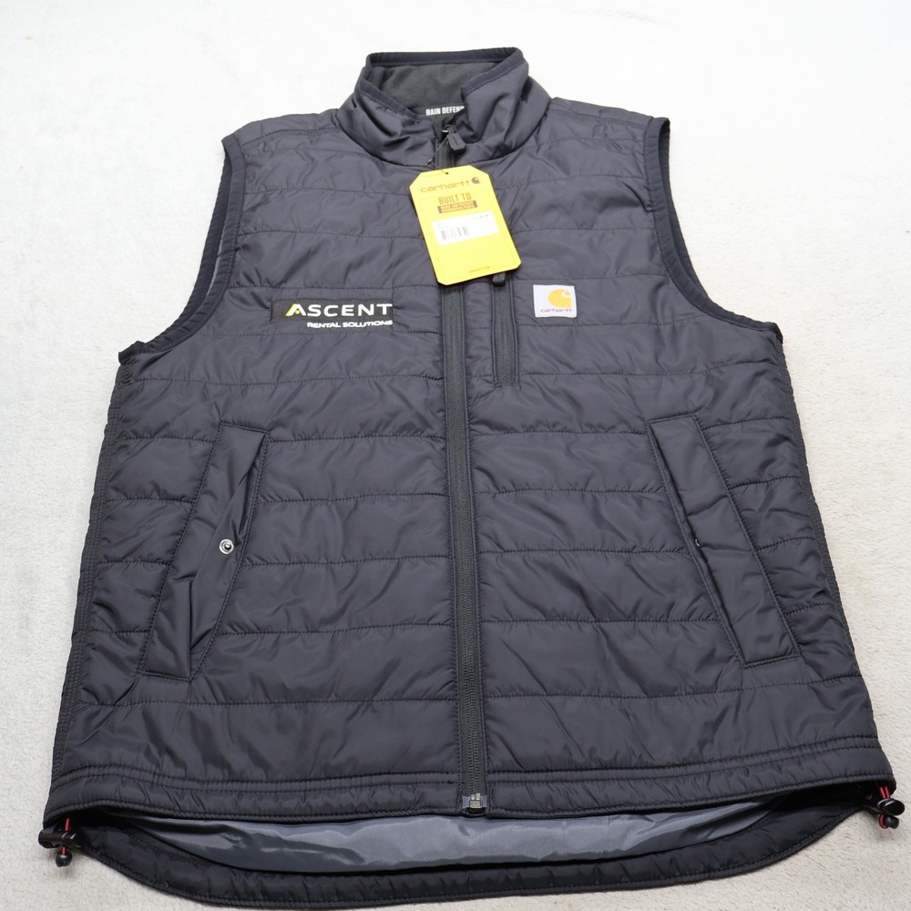 Carhartt Vest Men Small Black Rain Defender Relaxed Fit Insulated Light LOGO NEW